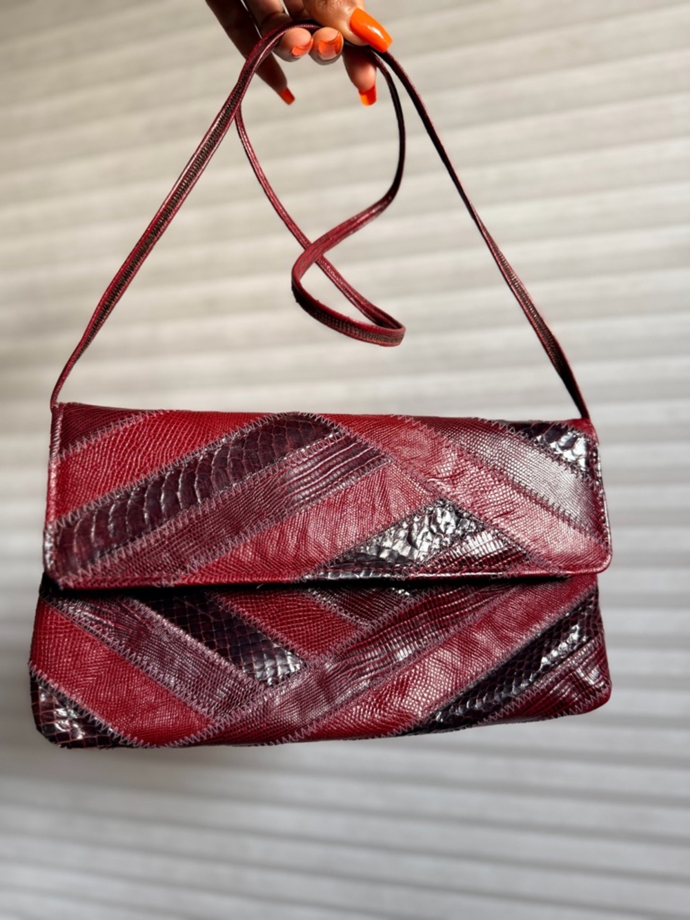 Vintage David Mehler for Dame Patchwork Snakeskin Leather Clutch